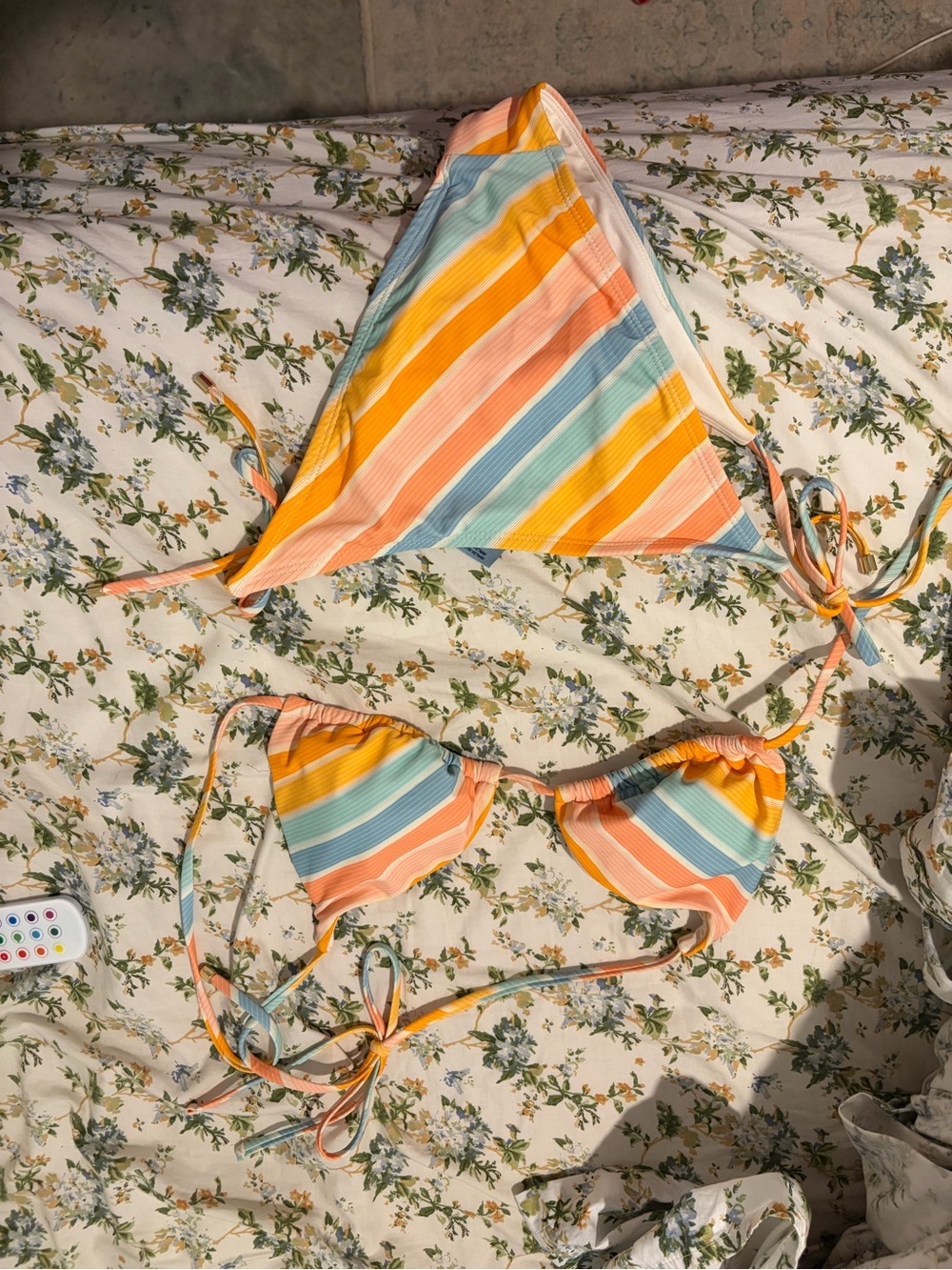 NEW Shade & Shore Multicolor Striped Triangle Bikini Top and Bottom